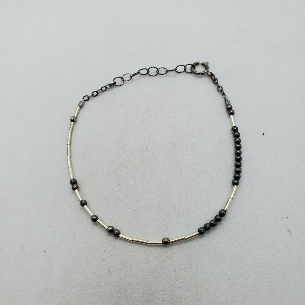 Liquid Silver Sterling 6 to 7" Bracelet with Beads 925